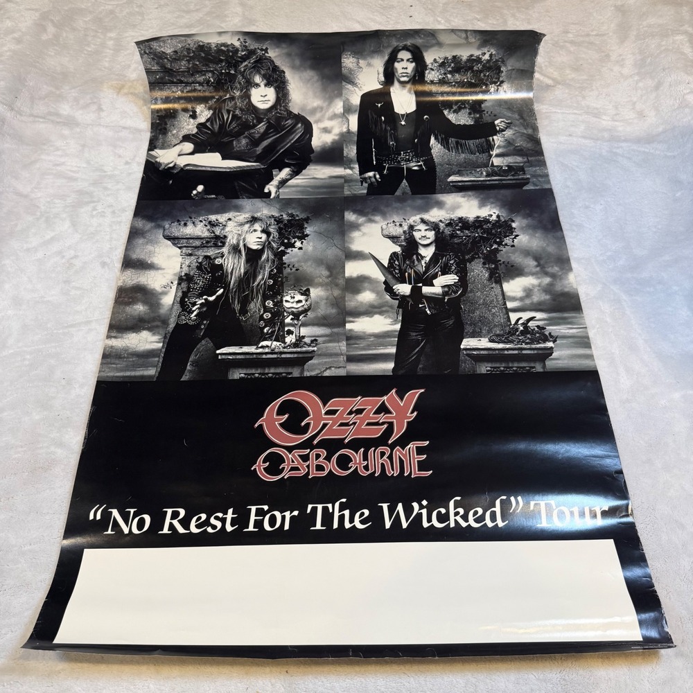 Vintage 1988 Ozzy Osbourne No Rest For The Wicked Tour Poster 23.5x35.5 CBS